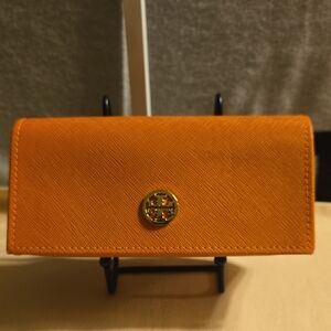 Tory Burch Orange Wallet with Gold Logo
